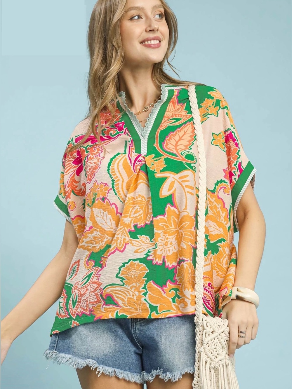 Umgee Abstract Print Oversized Top